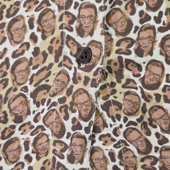 Betabrand NWT Ruth Bader Ginsburg Leopard Print Button-Up Shirt Art to Wear - Picture 5 of 8